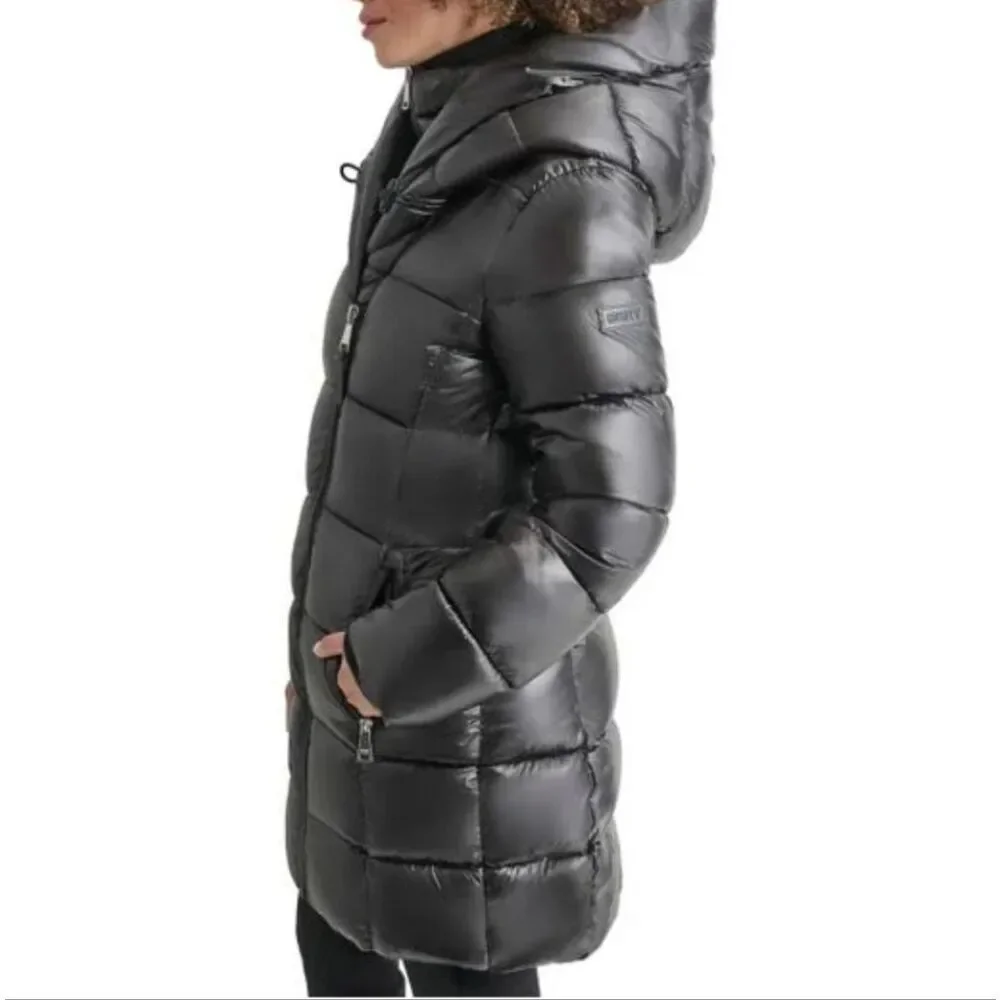 DKNY Shiny Black Puffer Jacket
